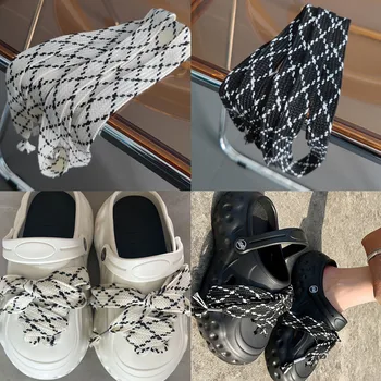 1 Пара тапочек со шнурками Белые Черные шнурки для обуви для женщин Новые аксессуары на плоской подошве