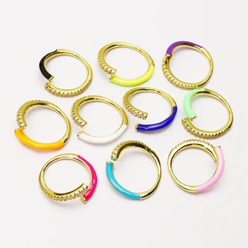 10 шт. высококачественных колец с открытой эмалью и разноцветным цирконием, модные ювелирные кольца, подарок для женщин, ювелирный подарок