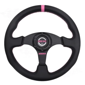 13 дюймов/330 мм для Италии, черно-розовое кольцо, Напа, кожаное спортивное рулевое колесо для дрифта.