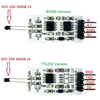 2 шт Мини RS232 (TTL) Модуль измерения значения сопротивления 1k-100K, Коллектор термистора 10K 3950 NTC