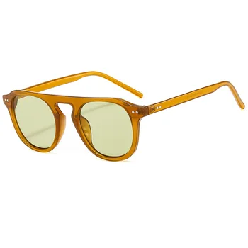 2021 Новые винтажные Оранжевые круглые солнцезащитные очки, женские очки желеобразного цвета, Модные очки в стиле панк, Уличные очки UV400