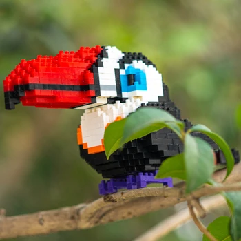 3D модель DIY Мини Алмазные блоки Кирпичи Строительный животный мир Красный рот Тукан Муха Птица Попугай Домашнее животное Кукла Игрушка для детей