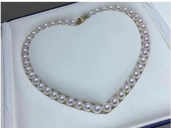 AAA 8-9 мм натуральное круглое ожерелье из белого жемчуга Южного моря 18 дюймов