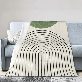 Arch Balance Green - Современное одеяло середины века, Мягкое теплое фланелевое покрывало, покрывало для кровати, гостиной, домашнего дивана для путешествий