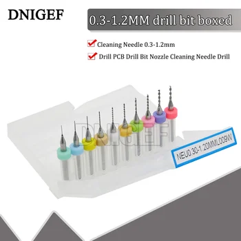 DNIGEF 10ШТ Чистящая игла 0,3-1,2 мм, сверло для печатной платы, Сверло для очистки сопла, сверло для 3D-принтера, детали