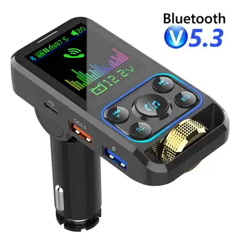FM-передатчик Автомобильный Bluetooth Громкой Связи Автомобильный Комплект AUX Аудиоприемник QC3.0 PD 30 Вт Быстрая Зарядка Mp3-плеер FM-модулятор
