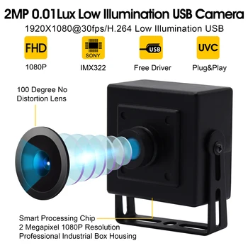 Full HD 1080P H.264 IMX322 Мини UVC Веб-камера Видео CCTV Star light С низкой освещенностью USB-камера