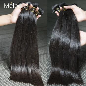Melodie Hair Прямые 28 30 32 Дюймовые Пучки Перуанских Необработанных Натуральных Волос Натурального Цвета Для Наращивания Уток Человеческих Волос