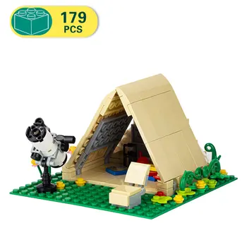 MOC3014 Креативная походная палатка, телескоп, стул, Цветок, трава, Строительный блок, совместимая сборка, развивающая игрушка, Кирпичный подарок