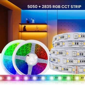 RGB CCT светодиодная лента DC 12V 24V 120Leds / M SMD 5050 2835 Гибкая лента, лента, веревка, светильник для домашнего декора