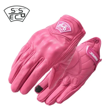 SSPEC, Женские мотоциклетные перчатки, Розовые Кожаные перчатки для мотоциклистов в стиле ретро, Летнее Дышащее Мотоциклетное снаряжение XS-XL