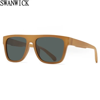 Swanwick легкие квадратные солнцезащитные очки TR90 модные мужские солнцезащитные очки с поляризацией UV400 для мужчин зеленый коричневый 2023 г. Прямая поставка