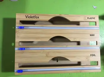 Violetfox 3 в 1 Диспенсер для упаковки с Резаком и Этикетками, Диспенсер Для Пластиковой упаковки, Диспенсер для Вощеной бумаги для Кухонного ящика