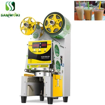Автоматическая машина для запечатывания пластиковых стаканчиков для напитков с чаем с молоком, машина для приготовления чая с пузырьками, машина для запечатывания чашек, машина для запечатывания пленки для чая с молоком