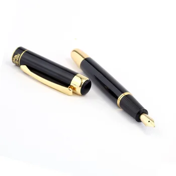 Авторучка Hero 9018 Роскошная Высококачественная Черная Золотая ручка с загнутым пером 1,0 ММ, канцелярские принадлежности для каллиграфии, Офисные школьные принадлежности, подарочные ручки