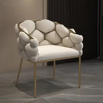 Бархатные Современные обеденные стулья, Дизайнерский Металлический обеденный стул из белой кожи, Роскошная Эргономичная дизайнерская мебель Cadeiras De Jantar