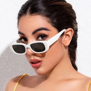 Брендовые Дизайнерские Ретро Солнцезащитные очки с небольшим прямоугольником, популярные женские Классические Белые Квадратные Солнцезащитные очки, Модные очки оттенков 70-х, UV400