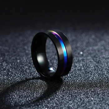 Великолепное кольцо из нержавеющей стали, Черная полоса, темный стиль для мужчин, ювелирные изделия делового типа, ряд красочных аксессуаров, подарки