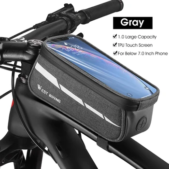 Велосипедная сумка объемом 1 л, Светоотражающая Велосипедная рама, Фронтальная сумка, сумка для мобильного телефона с сенсорным экраном, Велосипедная сумка, Аксессуары для шоссейных велосипедов
