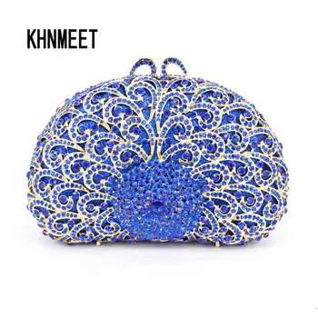 вечерняя сумочка с королевским синим кристаллом, женская сумочка-клатч, женская сумочка с бриллиантами, свадебная сумочка SC304