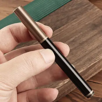 Винтажная мини Короткая карманная авторучка из сандалового дерева Портативная латунная деревянная студенческая ручка для занятий каллиграфией