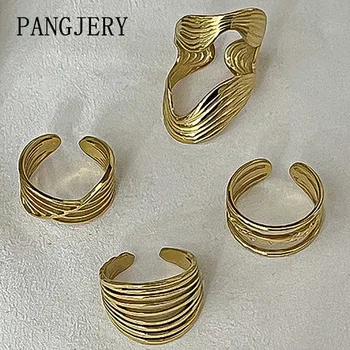 Геометрическое кольцо из нержавеющей стали PANGJERY 316L Для женщин Модные Винтажные минималистичные украшения для вечеринок Аксессуары Подарки