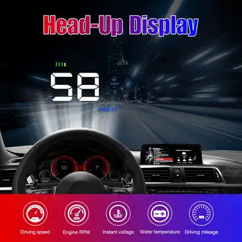 Головной дисплей Новое обновление автомобиля LED HUD 3,5-дюймовая скорость OBDII универсальная цифровая проекция автоэлектроника