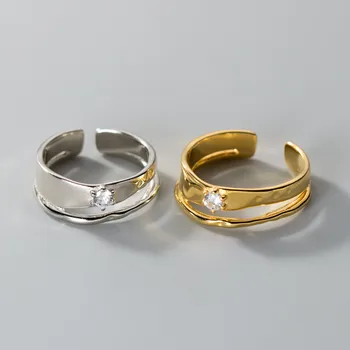 Двухслойные Кольца с цирконом неправильной геометрической формы для женщин, Ювелирные изделия для девочек, подарок на свадьбу, jz646