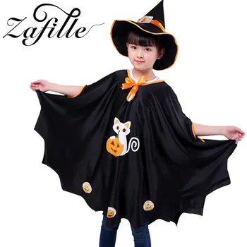 Детская шаль ZAFILLE на Хэллоуин, тыквенный плащ Ведьмы для детей, одежда для мальчиков и девочек, костюм для малышей, 2 шт., детские плащи
