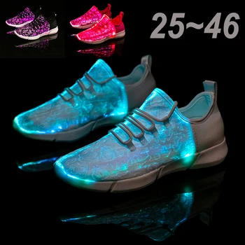 Дизайнерская мужская женская волоконно-оптическая светящаяся обувь для детей, мальчиков и девочек, спортивная обувь со светодиодной подсветкой для взрослых, кроссовки на платформе