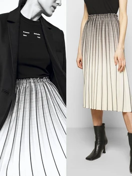 Женская плиссированная юбка миди градиентного цвета с эластичным поясом, Нишевый дизайн, Бренд 2023, Летняя Новинка в