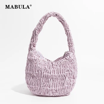 Женские сумки-хобо MABULA, модная плиссированная маленькая сумка-тоут из искусственной кожи, простой дизайн, кошельки для телефонов, женские сумки, однотонные цвета