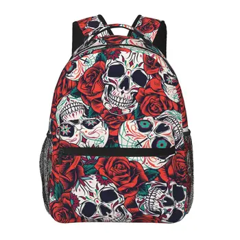 Женский рюкзак, винтажная школьная сумка Day Of Dead Skull для мужчин, женская дорожная сумка, повседневный школьный рюкзак