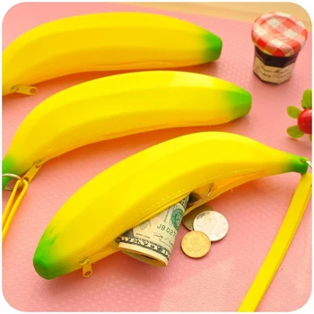Забавные силиконовые портативные кошельки для монет в виде желтого банана, многофункциональный пенал, сумка-портмоне, кошелек, сумка для ключей, чехол