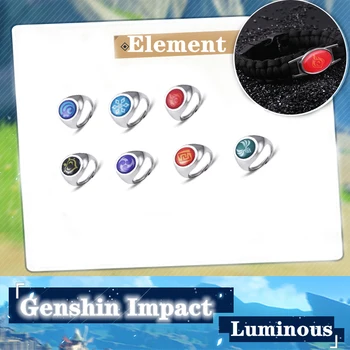 Игра Genshin Impact Косплей Кольцо Глаз Бога 7 Элемент Огонь Вода Ветер Гром Трава Ледяной Камень Регулируемые Кольца Женщины Мужчины Ювелирные изделия
