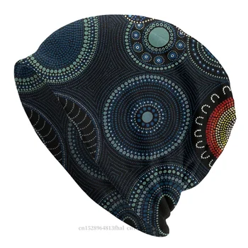 Искусство австралийских аборигенов Зимние теплые шапки Изолирующий синий капор Высококачественные Тюбетейки Шапочки Кепки