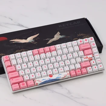 Колпачки для клавиш PBT Fuji Mountain Sakura Pink Theme Keycaps Для 61/64/68/87/65% /75% Механической клавиатуры С Колпачками Для клавиш Вишневого Профиля