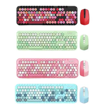 Комбинированная клавиатура и мышь, USB-клавиатура со 104 красочными клавишами, Офисный компьютер, Ретро-клавиатура и мышь для ПК