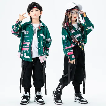 Комплект одежды в стиле хип-хоп для Корейских мальчиков, топы с отложным воротником + Черные брюки-карго + Белые футболки, уличная одежда в стиле джаз из 3 предметов
