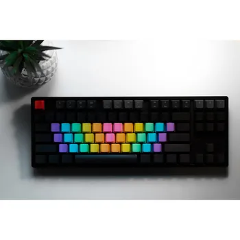 Красочные радужные колпачки для клавиш PBT OEM с рисунком высоты профиля сбоку для игровой механической клавиатуры Cherry MX Switch