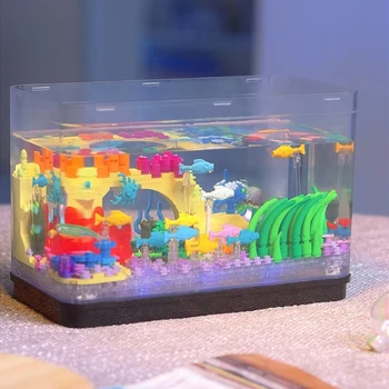Креативные мини-строительные блоки для аквариума, игрушки-кирпичики 