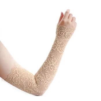 Летний Солнцезащитный крем с кружевным рукавом для женщин, модный классический чехол для рук с защитой от ультрафиолета, Ледяные манжеты для рук, Перчатки для вождения без пальцев