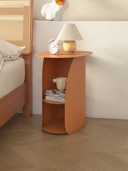 Металлический прикроватный столик Диван для гостиной, приставной столик, современный минималистичный Прикроватный столик для спальни с 2-х ярусной полкой для хранения, Небольшой шкафчик