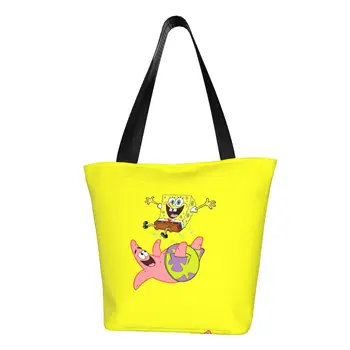 Милые сумки для покупок в стиле аниме Patricks, Холщовая сумка для покупок через плечо для продуктов из вторичного сырья