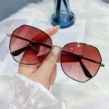 Модные солнцезащитные очки Trend UV 400 с металлическим градиентом, овальные солнцезащитные очки без оправы