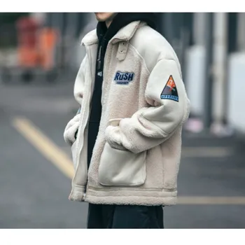 Мужская зимняя кашемировая куртка нового стиля, мужская куртка с хлопковой подкладкой, свободная утолщенная пара, Корейская версия тренда