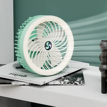 Настольный вентилятор для кемпинга Электрический 3-ступенчатый настольный вентилятор с литий-ионной батареей, вентилятор со светодиодной подсветкой