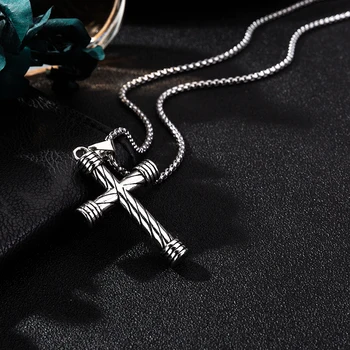 Новые Ожерелья с крестом и подвески Для мужчин, Цепочка из нержавеющей стали, Мужские Ожерелья с подвесками, Молитвенные украшения, Подарок Другу