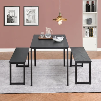 Обеденный набор из 3 предметов, Кухонный стол со скамейками, один стол и 2 скамейки, стол для завтрака, отлично подходит для кухни, столовой