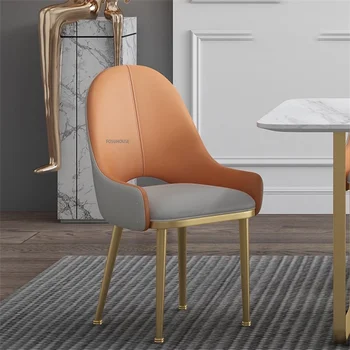 Обеденный стул из скандинавской кожи для мебели для столовой, роскошный домашний стол и стул, эргономичный обеденный стул с креативной дизайнерской спинкой